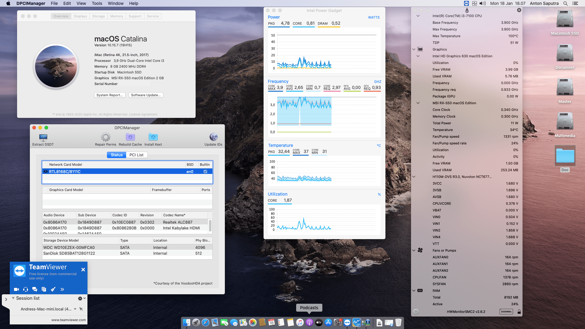 Success Hackintosh macOS Catalina 10.15.7 Build 19H15 in Asrock H110M-DVS R3.0 + Intel Core i3 7100 + MSI RX 550